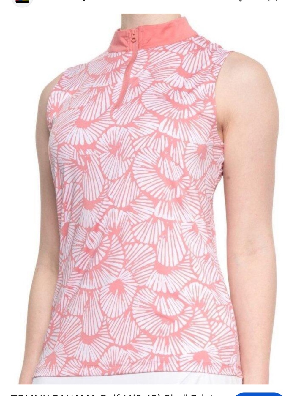 Tommy Bahama Golf Pink and White Floral Sleeveless Shirt Size Medium